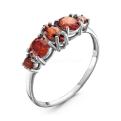 Кольцо из серебра с пл.кварцем цв.гранат родированное