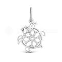 Подвеска из серебра с фианитами родированная - Черепашка