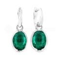 Серьги из серебра с ситалл изумрудом родированные