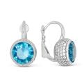 Серьги из серебра с гт. swiss топазом и фианитами родированные