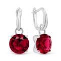 Серьги из серебра с ситаллом цв.рубин родированные