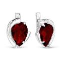 Серьги из серебра с пл.кварцем цв.гранат и фианитами родированные