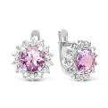 Серьги из серебра с аметистом и фианитами родированные
