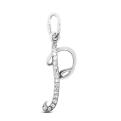 Подвеска-буква из серебра с фианитами родированная - Р