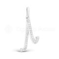 Подвеска-буква из серебра с фианитами родированная