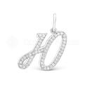 Подвеска-буква из серебра с фианитами родированная
