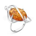 Кольцо из серебра с янтарем родированное