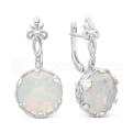 Серьги из серебра с лунным камнем родированные