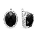 Серьги из серебра с чёрным агатом родированные