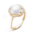 Кольцо из золочёного серебра с жемчугом и фианитами