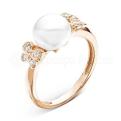 Кольцо из золочёного серебра с жемчугом и фианитами