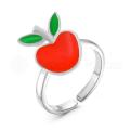 Кольцо детское из серебра с эмалью родированное - Яблочко