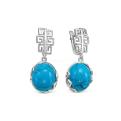 Серьги из серебра с рек.бирюзой родированные