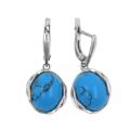 Серьги из серебра с рет.бирюзой родированные