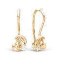 Серьги детские из золочёного серебра с фианитами - Вишенки