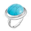 Кольцо из серебра с бирюзой родированное
