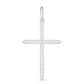 Подвеска из серебра с фианитами родированная - Крест