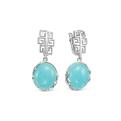 Серьги и серебра с голубым агатом родированные
