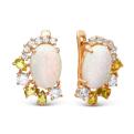 Серьги из золочёного серебра с опалом, кварцем хризолит и фианитами
