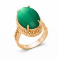 Кольцо из золочёного серебра с малахитом 
