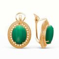 Серьги из золочёного серебра с малахитом