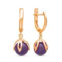 Серьги из золочёного серебра с нат.аметистом