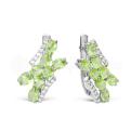 Серьги из серебра с кварцем хризолит и фианитами родированные