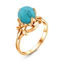Кольцо из золочёного серебра с натуральной прессованной бирюзой