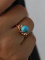 Кольцо из золочёного серебра с натуральной прессованной бирюзой
