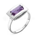 Кольцо из серебра с кварцем аметист родированное