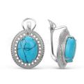 Серьги из серебра с бирюзой родированные
