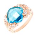 Кольцо из золочёного серебра с кварцем swiss топаз и фианитами