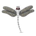 Брошь из чернёного серебра с марказитами и фианитами - Стрекоза