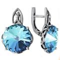 Серьги из серебра с элементами Сваровски (родированные)