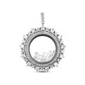 Подвеска из серебра с юв.стеклом и фианитами родированная