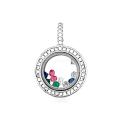 Подвеска из серебра с юв. стеклом и фианитами родированная