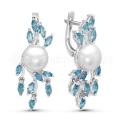 Серьги из серебра с жемчугом Swarovski и кварцем родированные