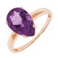 Кольцо из золочёного серебра с кварцем аметист