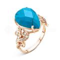 Кольцо из золочёного серебра с бирюзой и цирконием