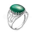 Кольцо из серебра с малахитом родированное