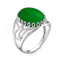 Кольцо из серебра с зелёным агатом родированное 