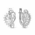 Серьги из серебра с фианитами родированные
