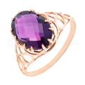 Кольцо из золочёного серебра с кварцем гт аметист