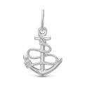 Подвеская из серебра родированная - Якорь