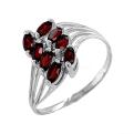Кольцо из серебра с нат.гранатом родированное