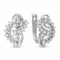 Серьги из серебра с фианитами родированные