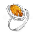 Кольцо из серебра с янтарём родированное