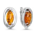 Серьги из серебра с янтарём родированные