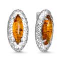 Серьги из серебра с янтарём родированные