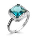Кольцо из серебра с топазом лондон гт и фианитами родированное